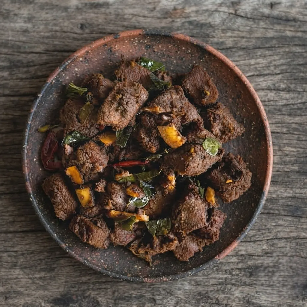 Beef Fry - Kerala-style roasted beef with coconut at Kerala Restaurant Edmonton